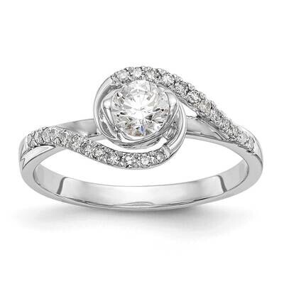 By-Pass Holds 1/3 Carat 4.5mm Round Center 1/6 Carat Diamond Semi-Mount Engagement Ring 14k White G…
