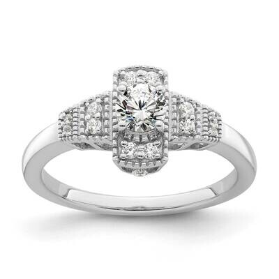 Art Deco Holds 1/3 Carat 4.5mm Round Center 1/6 Carat Diamond Semi-Mount Engagement Ring 14k White …