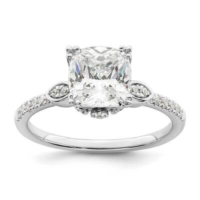 Holds 2 Carat 7.6mm Cushion Center 1/4 Carat Diamond Semi-Mount Engagement Ring 14k White Gold RM78…