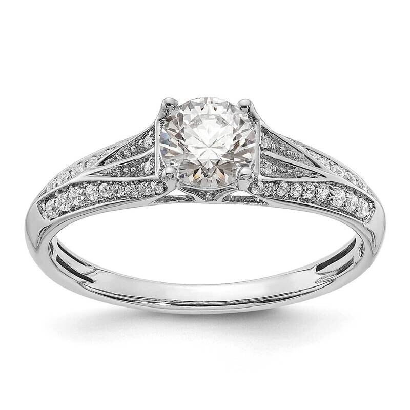 Holds 1/2 Carat 5.2mm Round Center 1/6 Carat Diamond Semi-Mount Engagement Ring 14k White Gold RM59…