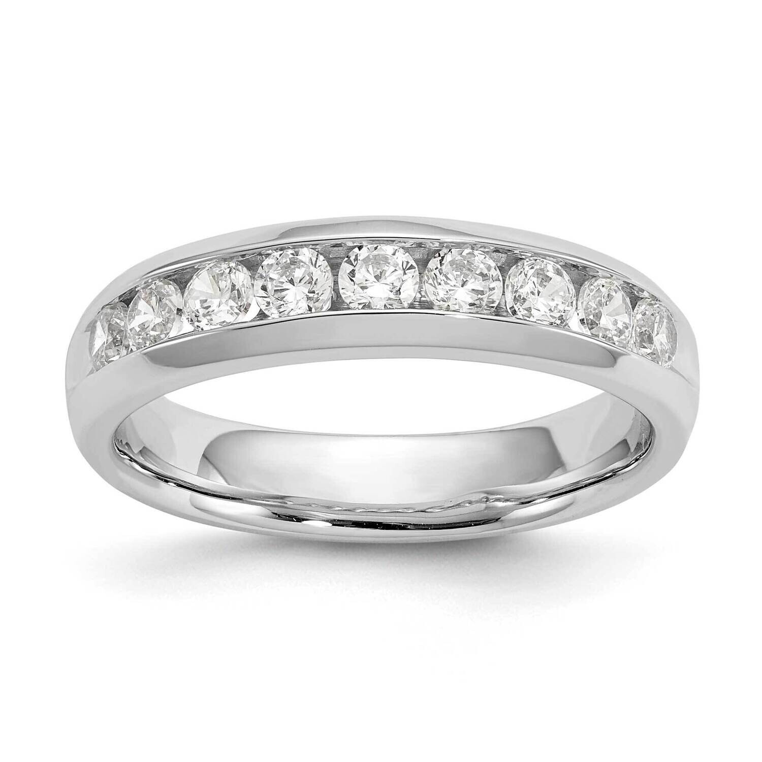 9-Stone 5/8 Carat Round Diamond Complete Channel Band 14k White Gold WM413-6AA, MPN: WM413-6AA,