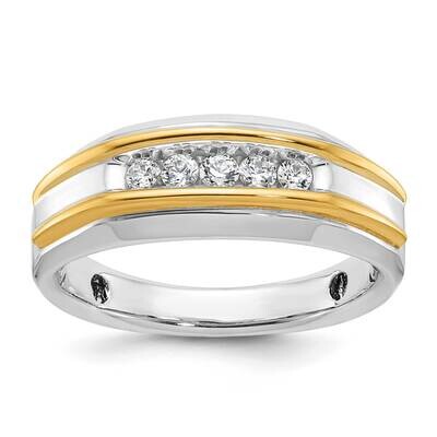 Ibgoodman Men&#39;s Polished 5-Stone Ring Mounting 14k Two-Tone Gold B63684-4WY by IBGoodman, MPN: B636…