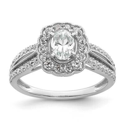 Vintage Halo Holds 1/2 Carat 5.2mm Oval Center 1/2 Carat Diamond Semi-Mount Engagement Ring 14k Whi…