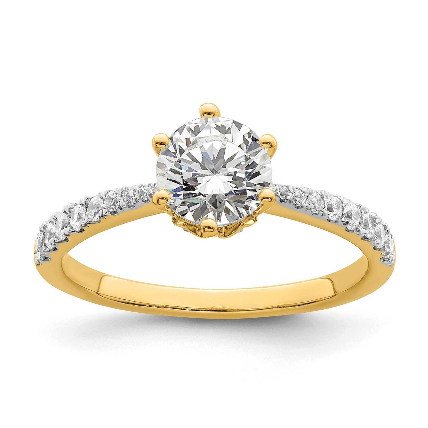 Leaf Design Holds 1 Carat 6.5mm Round Center 1/4 Carat Diamond Semi-Mount Engagement Ring 14k Gold …