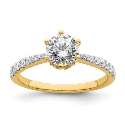 Leaf Design Holds 1 Carat 6.5mm Round Center 1/4 Carat Diamond Semi-Mount Engagement Ring 14k Gold …