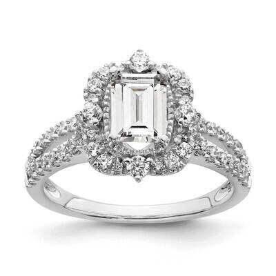 Vintage Halo Holds 1 Carat 6.9X5.2mm Emerald-Cut Center 5/8 Carat Diamond Semi-Mount Engagement Rin…