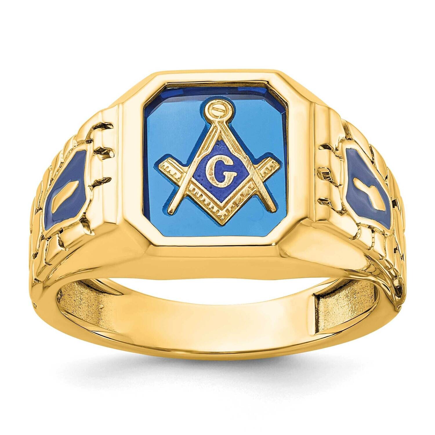 Ibgoodman Men&#39;s Polished Textured Blue Lodge Master Masonic Ring Mounting 10k Gold B57699-0Y