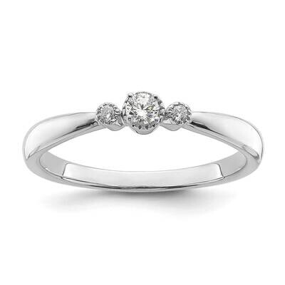 Beaded Edge Petite 3-Stone 1/15 Carat Round Diamond Complete Promise/Engagement Ring 14k White Gold…