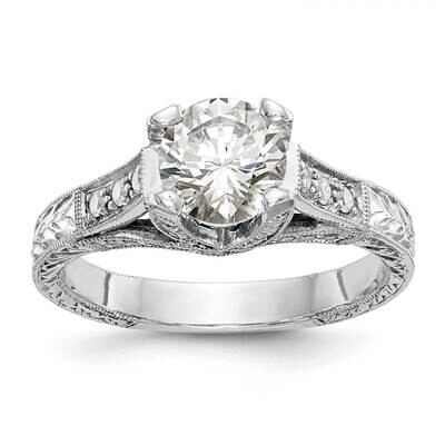 Holds 1 Carat 6.5mm Round Center 1/3 Carat Diamond Semi-Mount Engagement Ring 14k White Gold RM2592…