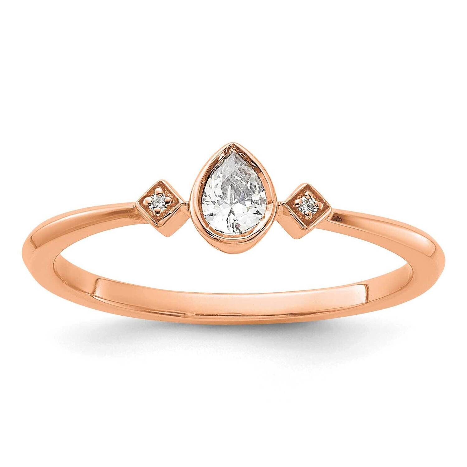 Petite 3-Stone 1/15 Carat Pear Diamond Complete Promise/Engagement Ring 14k Rose Gold RM7234E-011-R…