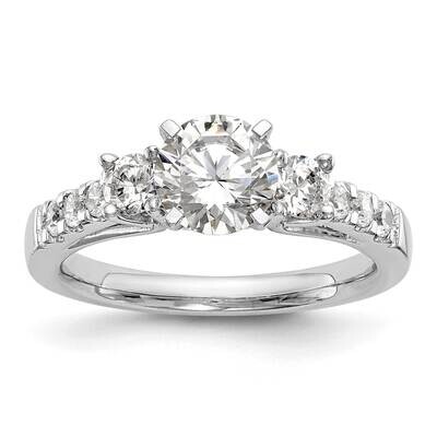 3-Stone Plus Peg Set Center 1/5 Carat Diamond Semi-Mount Engagement Ring 14k White Gold RM3031E-P/0…