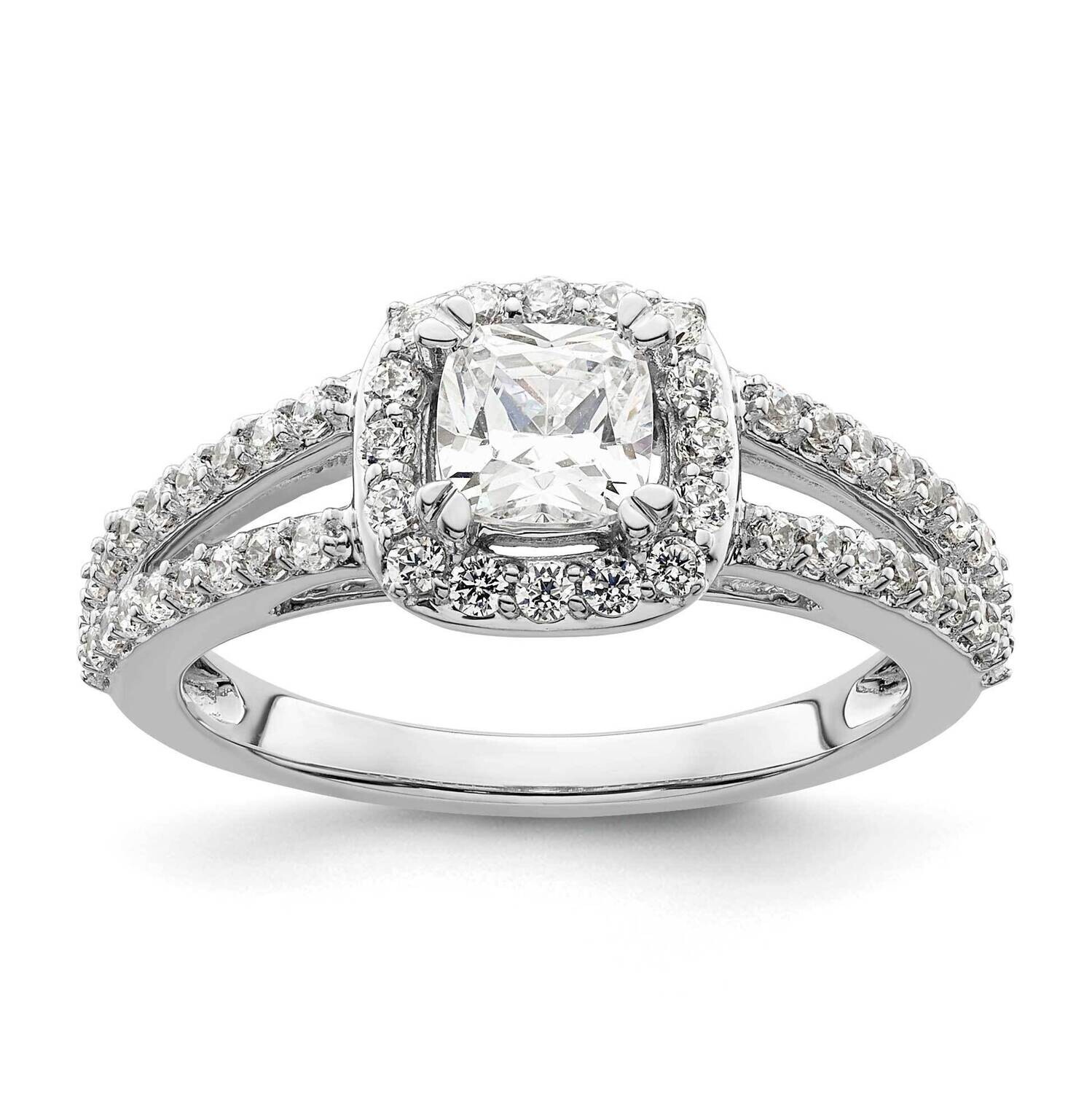 Halo Plus Holds 3/4 Carat 5.3mm Cushion Center 1/2 Carat Diamond Semi-Mount Engagement Ring 14k Whi…