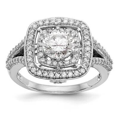 Double Halo Holds 1 Carat 6..5mm Round Center 1/2 Carat Diamond Semi-Mount Engagement Ring 14k Whit…