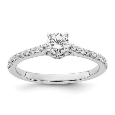 Holds 1/3 Carat 4.5mm Round Center 1/5 Carat Diamond Semi-Mount Engagement Ring 14k White Gold RM25…