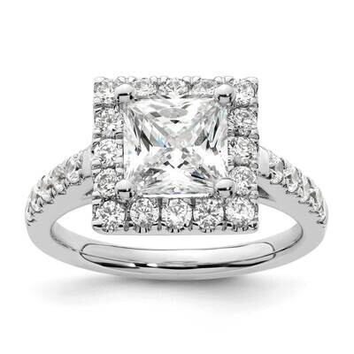 Halo Plus Holds 1.75 Carat 6.9mm Princess Center 7/8 Carat Diamond Semi-Mount Engagement Ring 14k W…