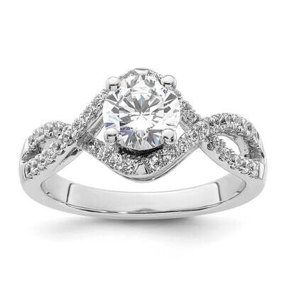 Criss-Cross Holds 1 Carat 6.5mm Round Center 3/8 Carat Diamond Semi-Mount Engagement Ring 14k White…