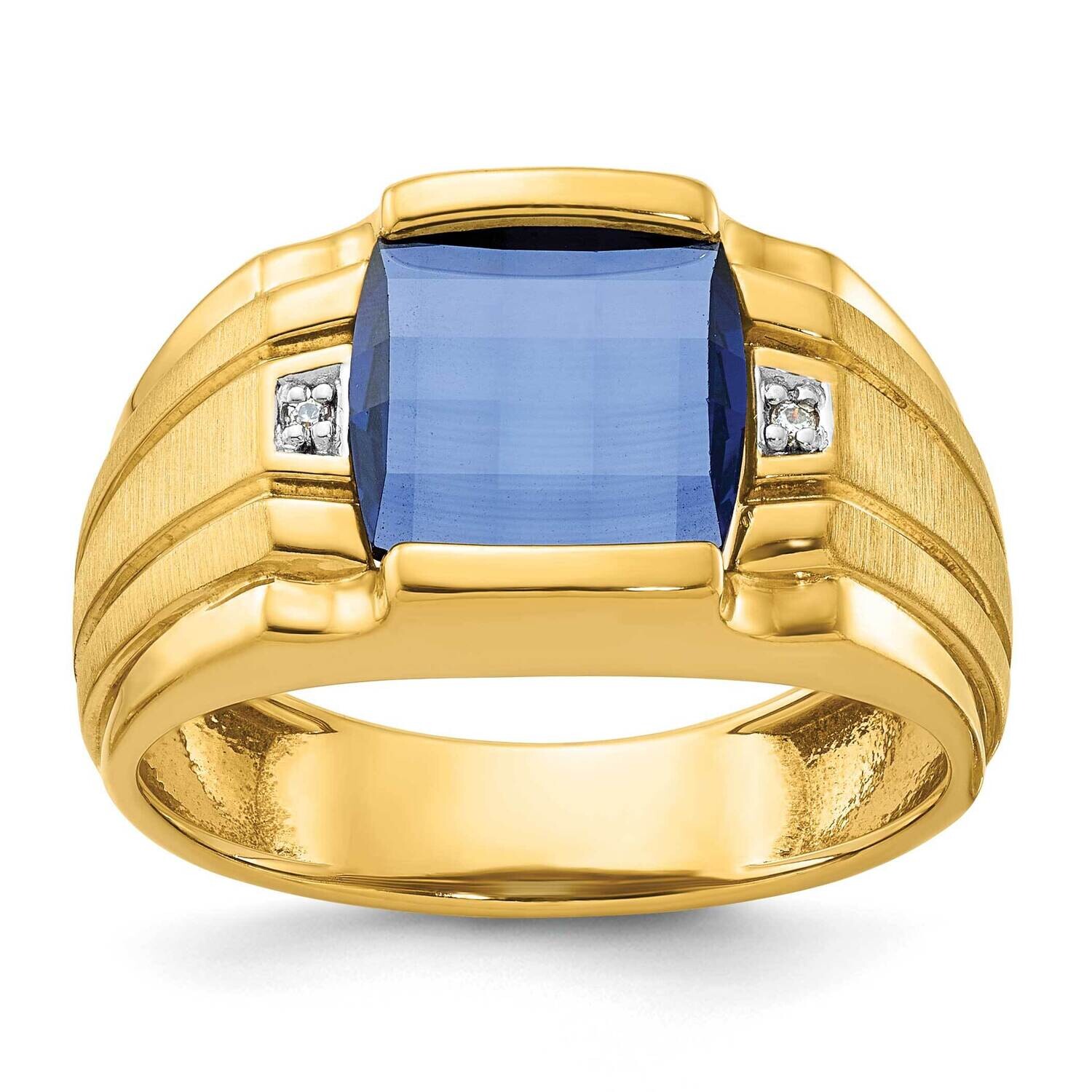 Ibgoodman Men's Cr. Sapphire Diamond Complete Ring 10k Gold B57709-0YCS/A