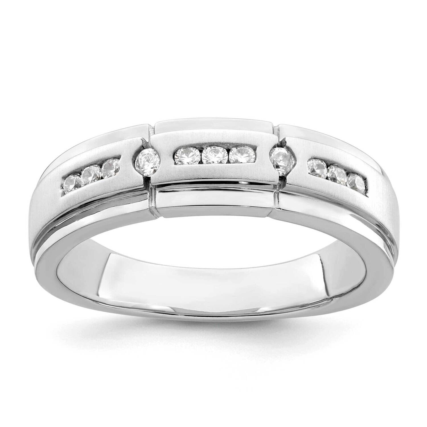 Satin Polished 1/4 Carat Diamond Complete Men&#39;s Ring 14k White Gold RM8886B-025-WAA, MPN: RM8886B-0…