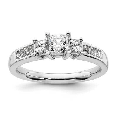 3-Stone Plus Holds 1/2 Carat 5.2mm Princess Center 2-2.8mm Princess Sides Diamond Semi-Mount Engage…