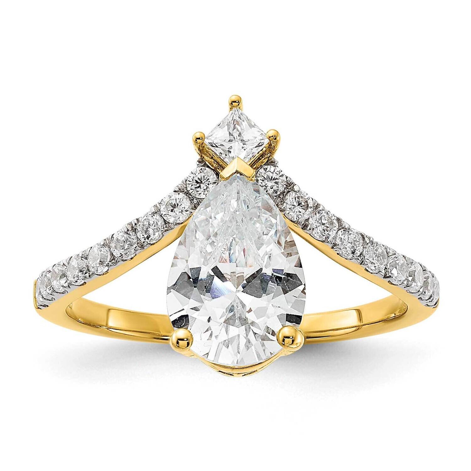 Asymmetric Holds 1.5 Carat 10X6.4mm Pear Center 1/2 Carat Diamond Semi-Mount Engagement Ring 14k Go…