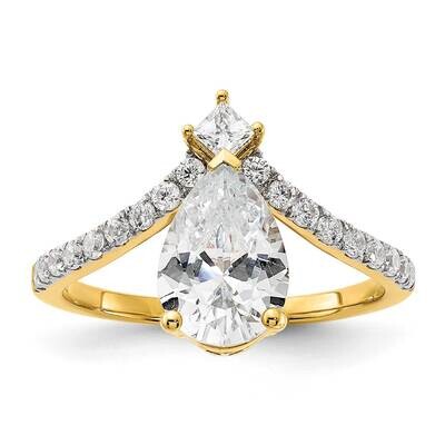 Asymmetric Holds 1.5 Carat 10X6.4mm Pear Center 1/2 Carat Diamond Semi-Mount Engagement Ring 14k Go…