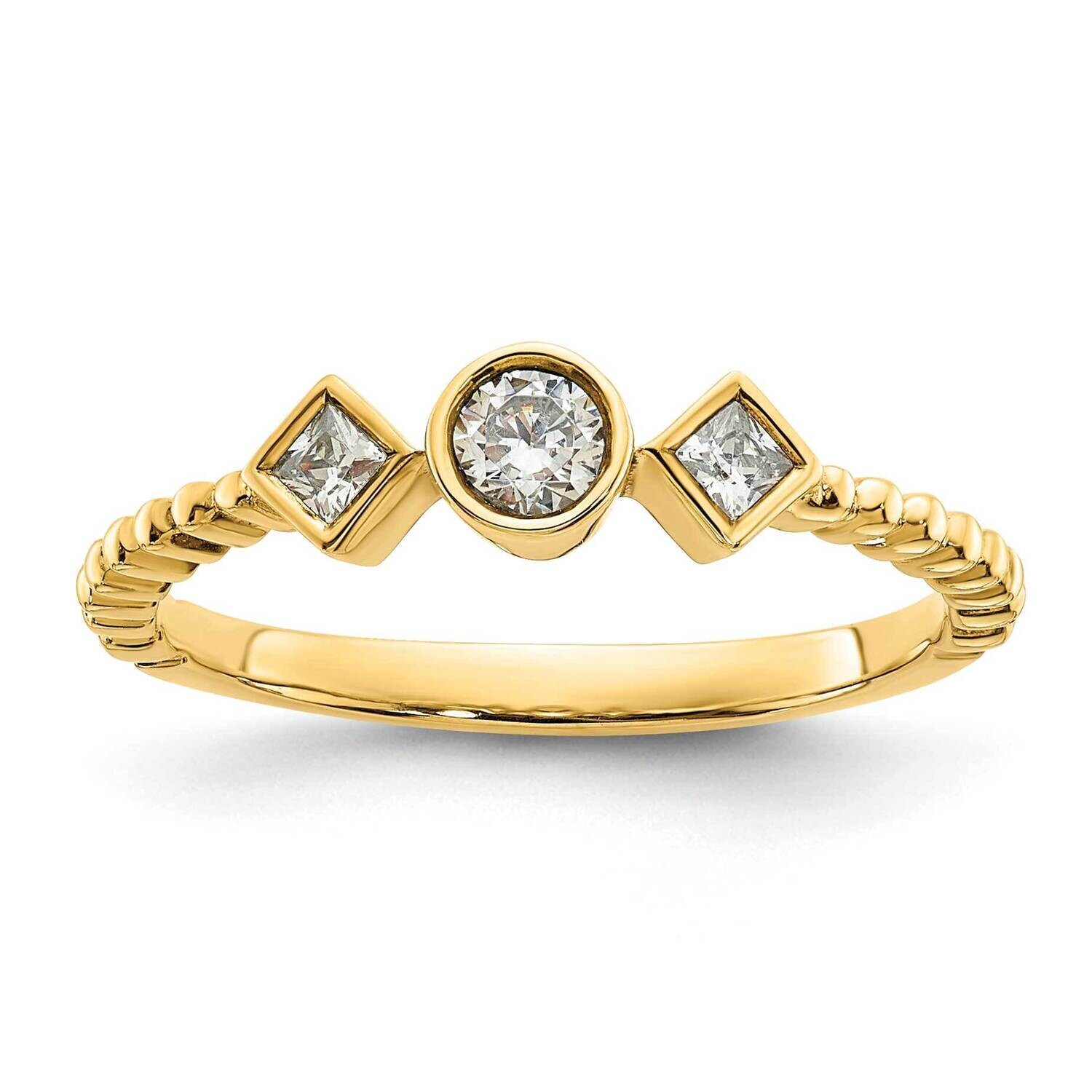 Scalloped BPetite 3-Stone 1/4 Carat Round Diamond Complete Promise/Engagement Ring 14k Gold RM7789E…