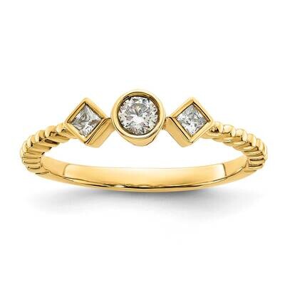 Scalloped BPetite 3-Stone 1/4 Carat Round Diamond Complete Promise/Engagement Ring 14k Gold RM7789E…