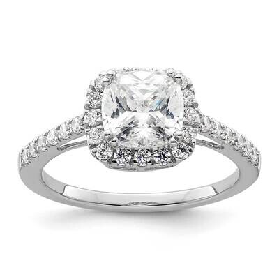 Halo Plus Holds 1.25 Carat 6.00mm Cushion Center 3/8 Carat Diamond Semi-Mount Engagement Ring 14k W…