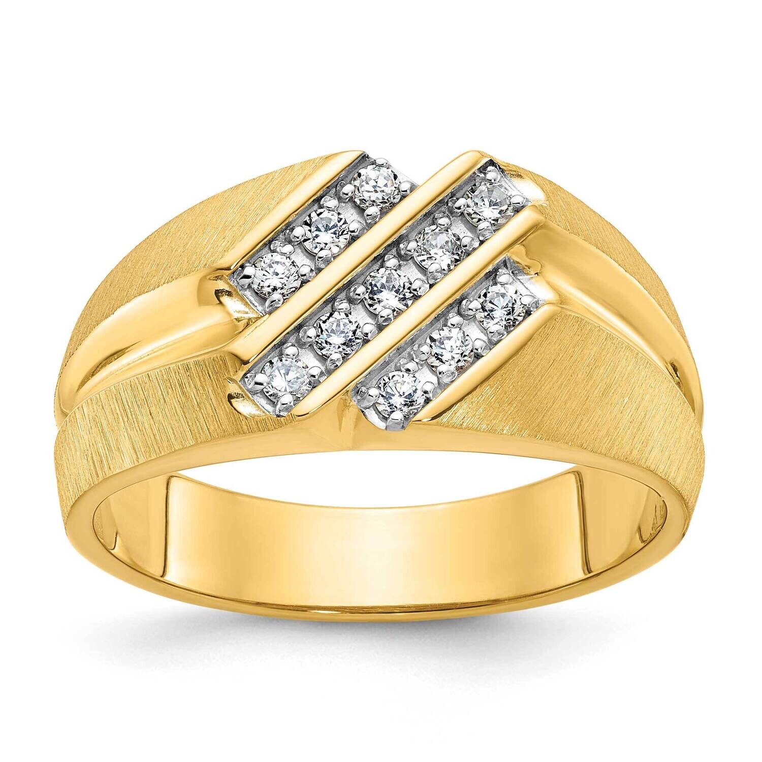 Ibgoodman Men's Polished Satin Grooved 1/4 Carat A Quality Diamond Ring 10k Gold B56689-0YA