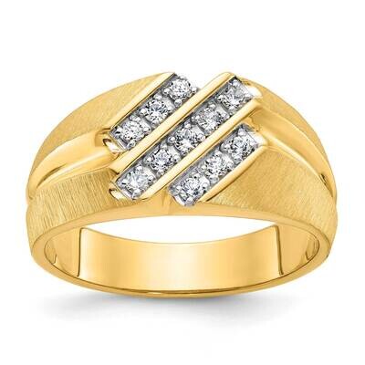 Ibgoodman Men&#39;s Polished Satin Grooved 1/4 Carat A Quality Diamond Ring 10k Gold B56689-0YA by IBGo…