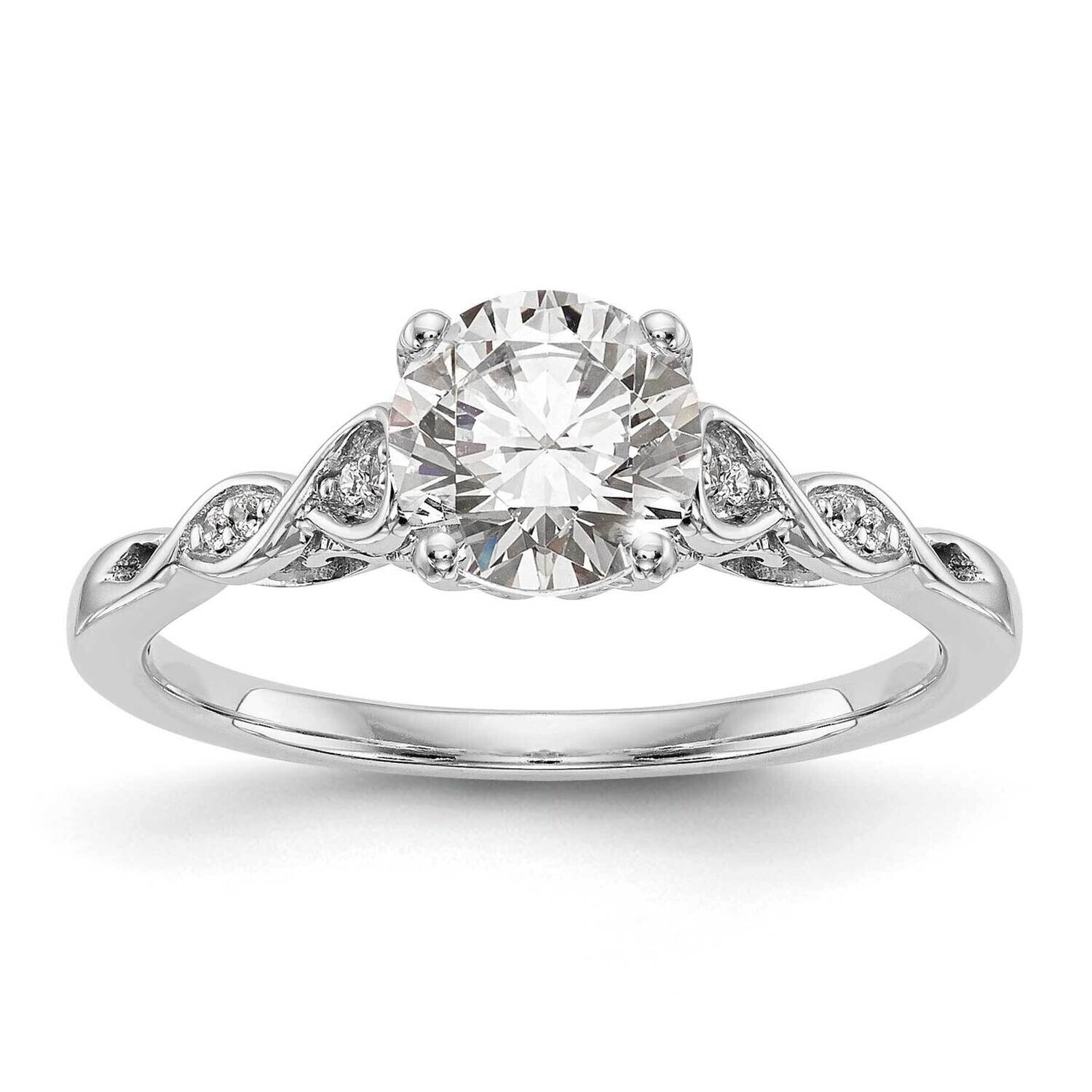 Peg Set .03 Carat Diamond Semi-Mount Engagement Ring 14k White Gold RM2890E-003-WAA