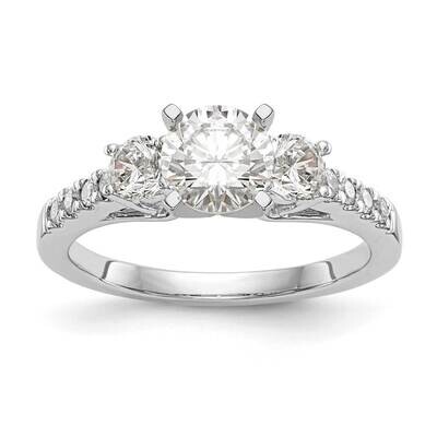 3-Stone Plus Peg Set Center Diamond Semi-Mount Engagement Ring 14k White Gold RM3040E-P/062-WAA, MP…