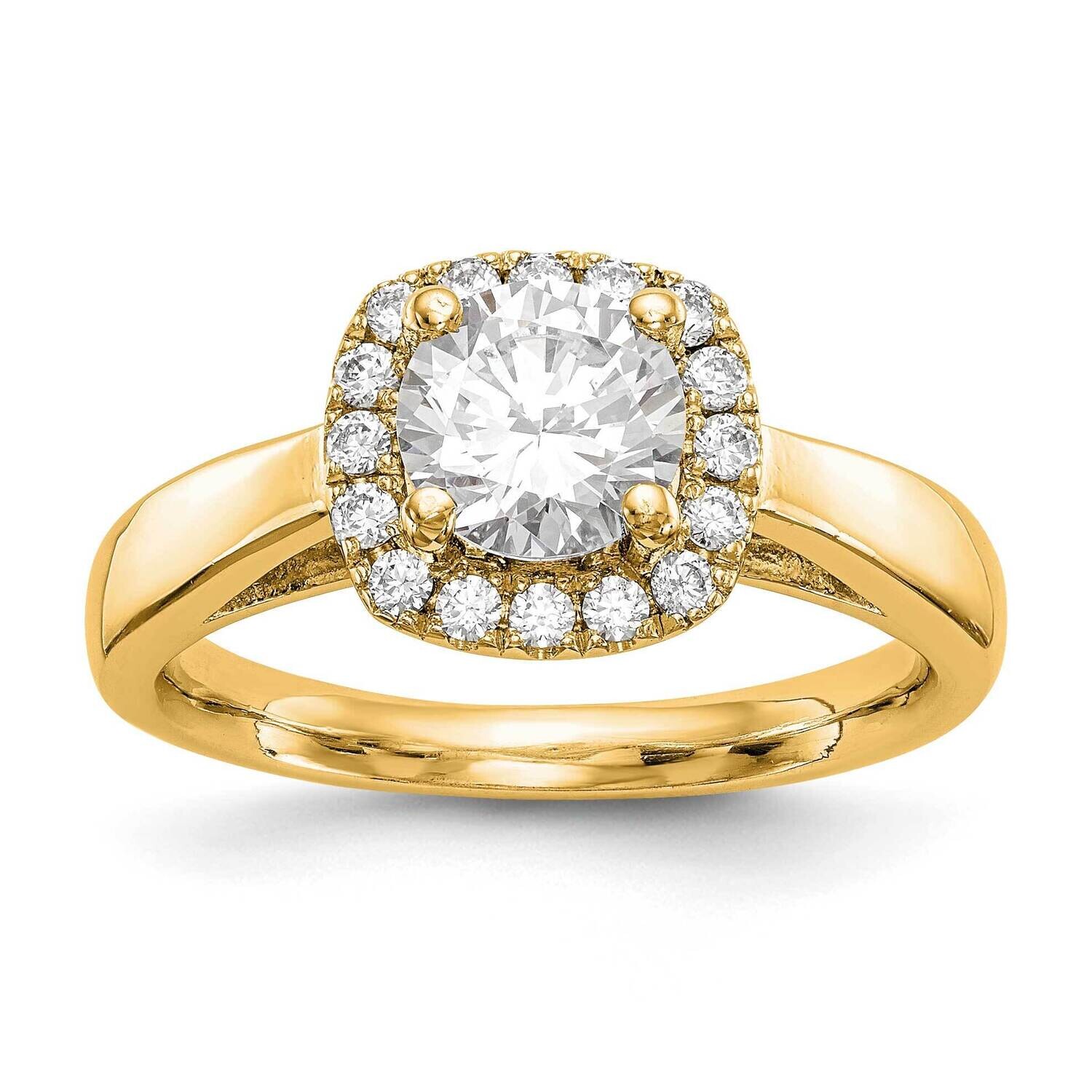 Yellow Round Halo Diamond Semi-Mount Engagement Ring 14k Gold RM2039E-025-YAA