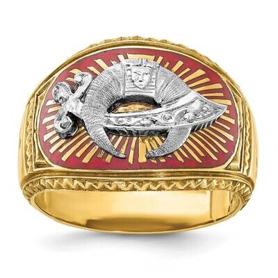 Ibgoodman Men&#39;s Polished Textured Multi-Color Enamel Masonic Shriner&#39;s Ring 14k Two-Tone Gold B0243…