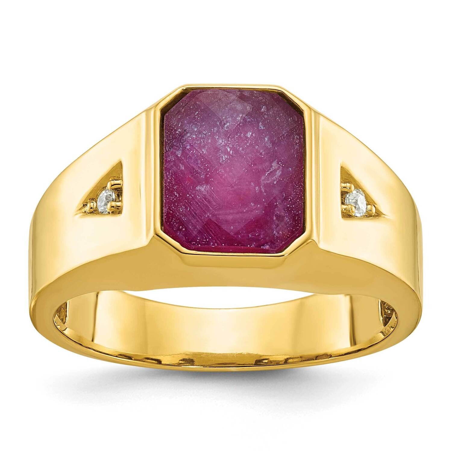 Ibgoodman Men&#39;s Ruby Doublet Stone Diamond Complete Ring 10k Gold B52140-0YR/A by IBGoodman, MPN: B…