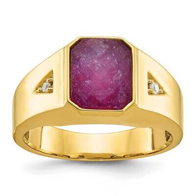 Ibgoodman Men&#39;s Ruby Doublet Stone Diamond Complete Ring 10k Gold B52140-0YR/A by IBGoodman, MPN: B…