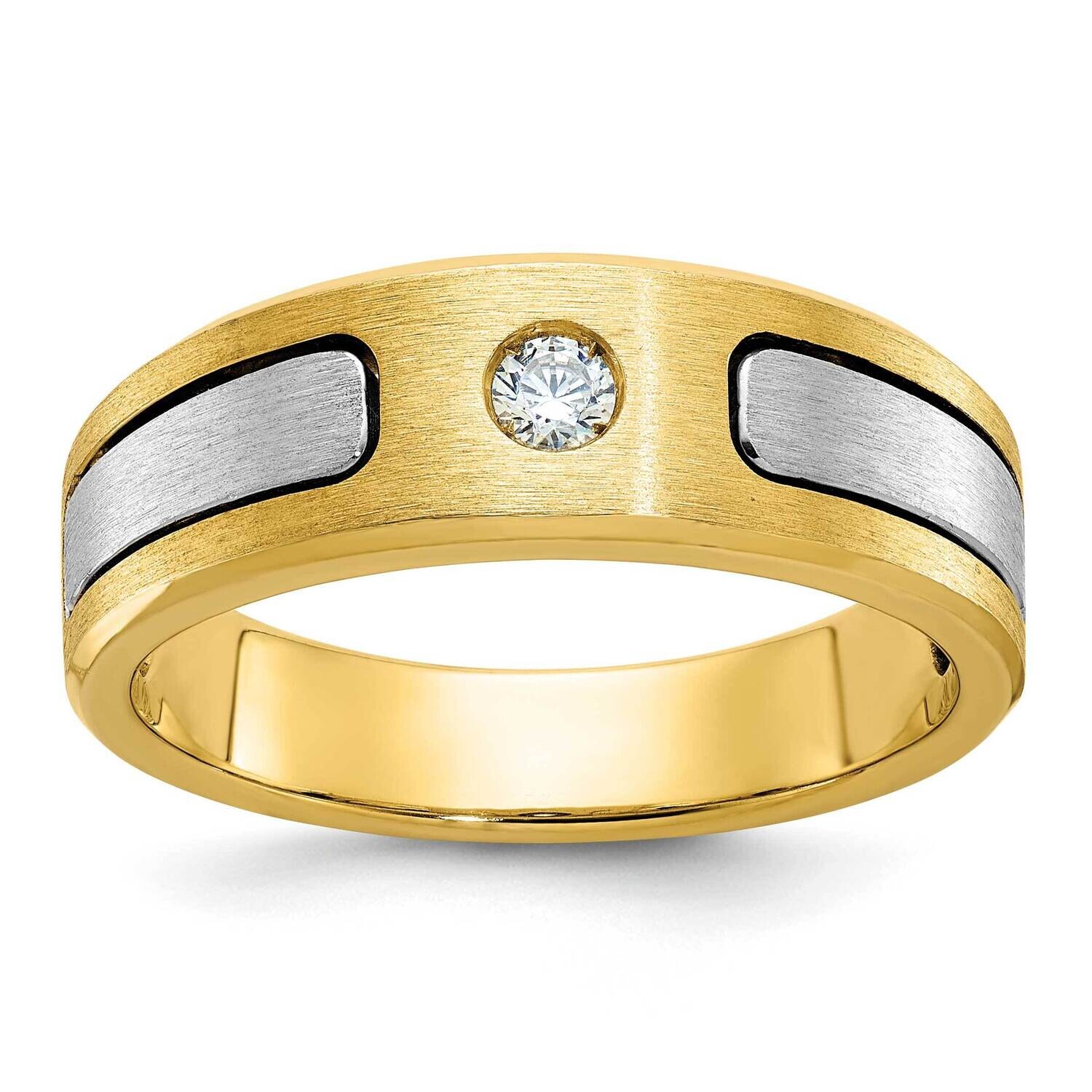 Ibgoodman Men's Polished Satin Diamond Complete Ring 10k Two-Tone Gold B63320-0YWA
