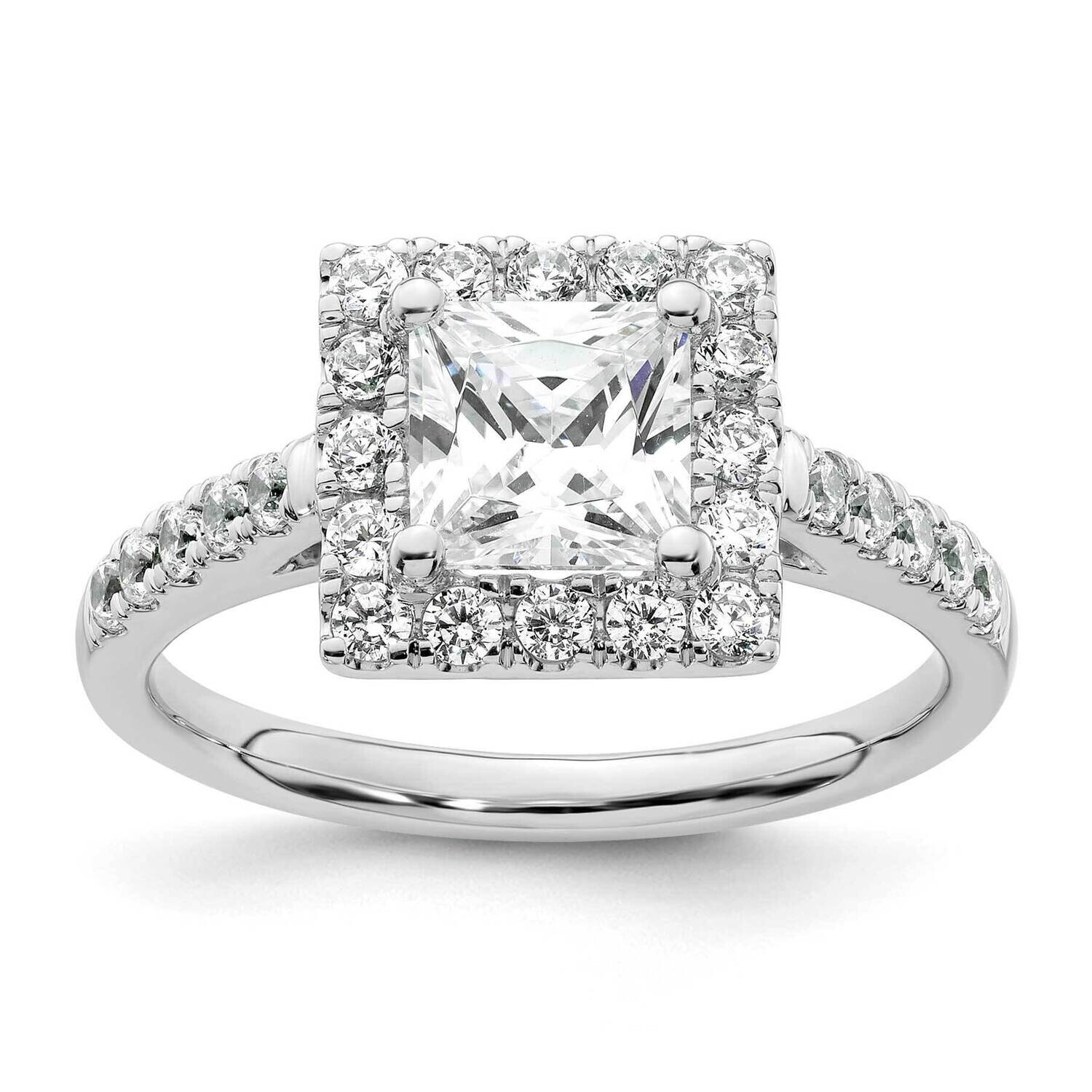 Halo Plus Holds 1.25 Carat 6.00mm Princess Center 5/8 Carat Diamond Semi-Mount Engagement Ring 14k …
