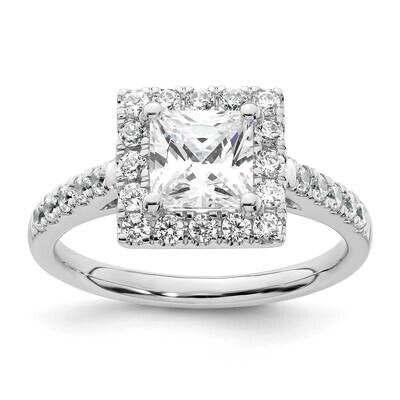 Halo Plus Holds 1.25 Carat 6.00mm Princess Center 5/8 Carat Diamond Semi-Mount Engagement Ring 14k …
