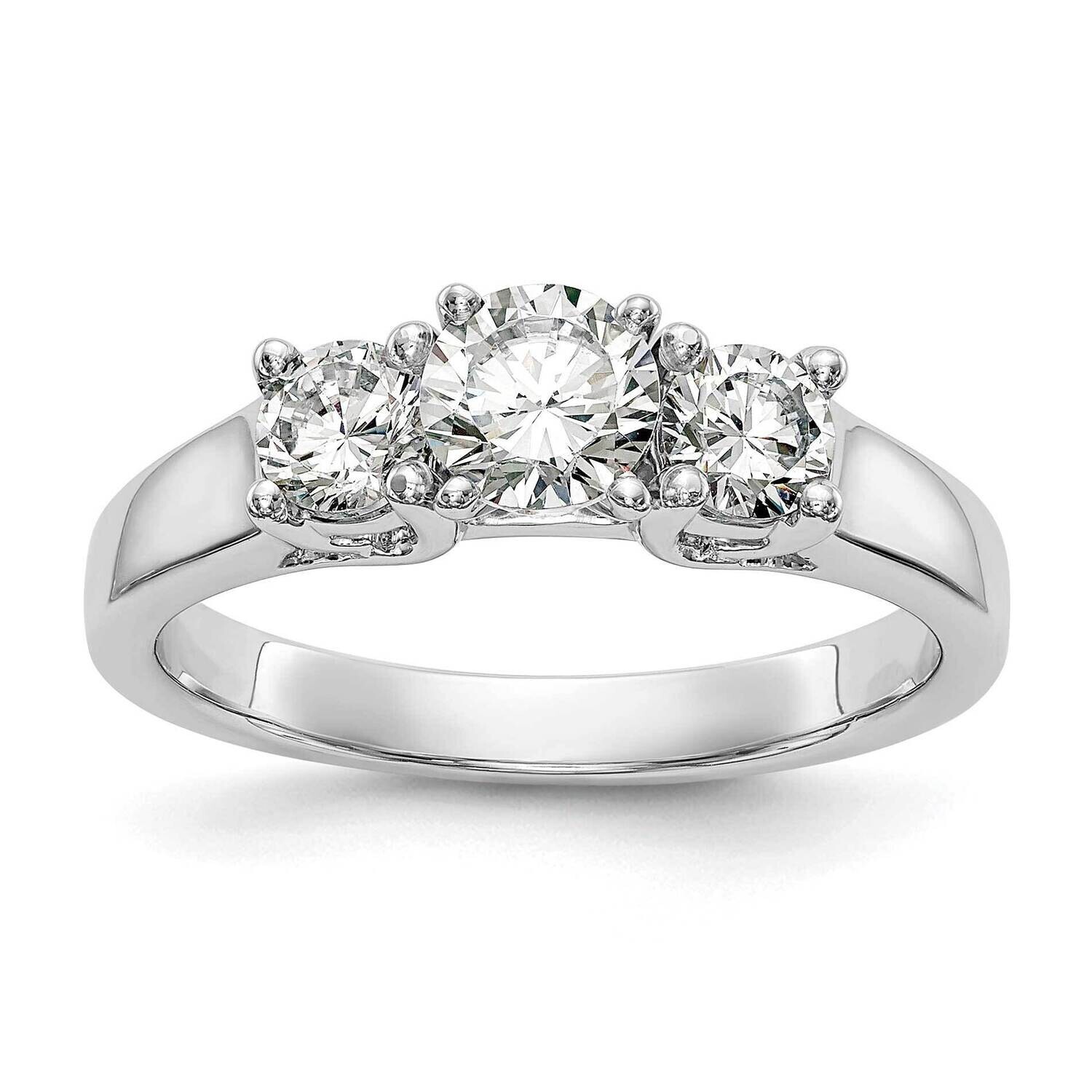 3-Stone Peg Set Center Semi-Mount Diamond Engagement Ring 14k White Gold RM3019E-P/050-WAA, MPN: RM…