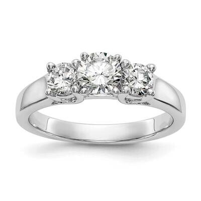 3-Stone Peg Set Center Semi-Mount Diamond Engagement Ring 14k White Gold RM3019E-P/050-WAA, MPN: RM…