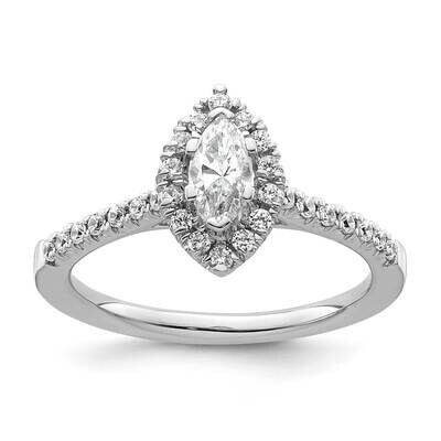 Halo Holds 1/3 Carat 7.1X3.7mm Marquise Center 1/4 Carat Diamond Semi-Mount Engagement Ring 14k Whi…