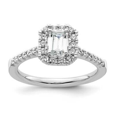 Halo Holds 3/4 Carat 5.7X4.5mm Emerald-Cut Center 1/3 Carat Diamond Semi-Mount Engagement Ring 14k …