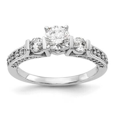 3-Stone Plus Peg Set Center 1/4 Carat Diamond Semi-Mount Engagement Ring 14k White Gold RM3059E-P/0…