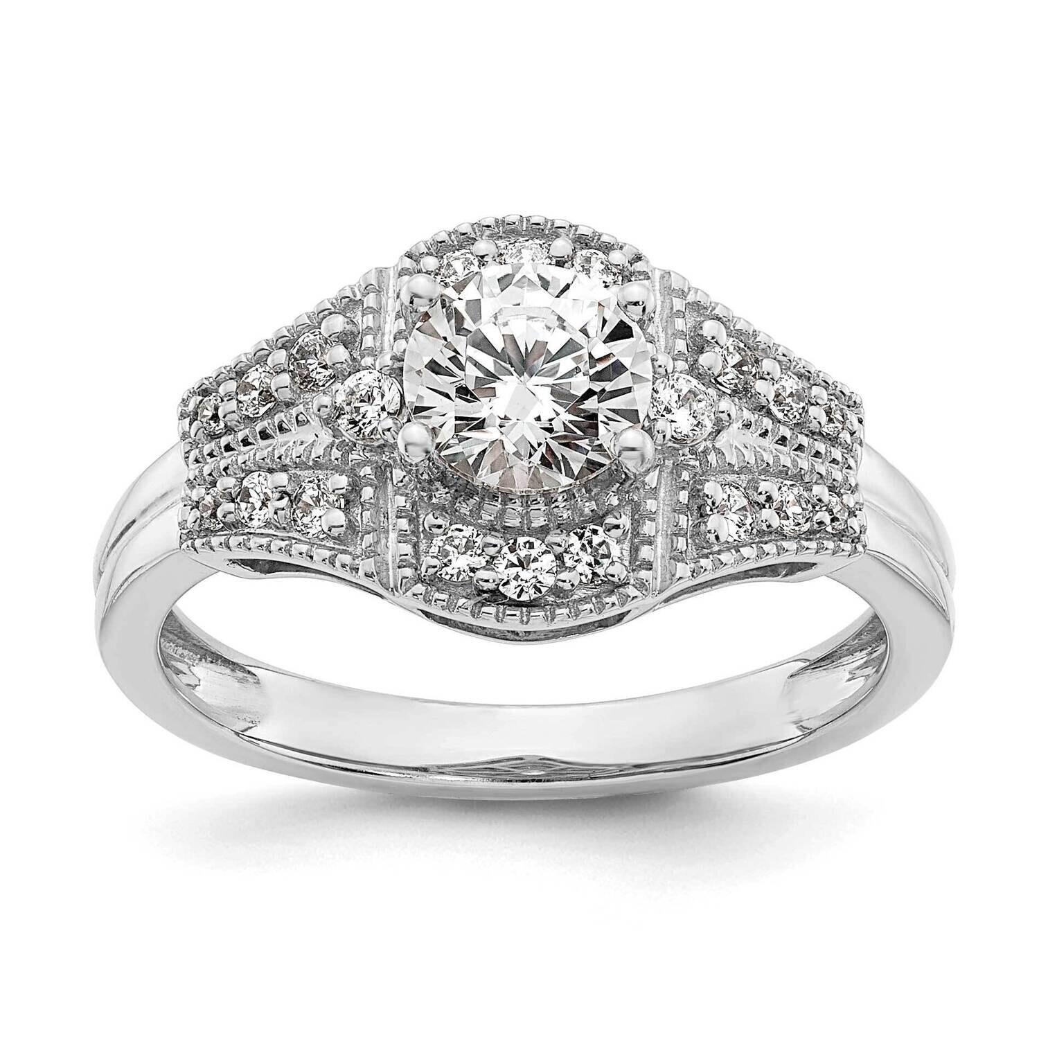 Art Deco Holds 3/4 Carat 5.8mm Round Center 1/4 Carat Diamond Semi-Mount Engagement Ring 14k White …