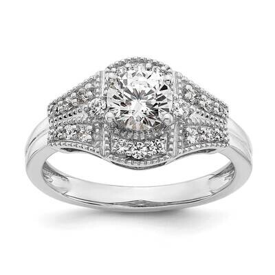 Art Deco Holds 3/4 Carat 5.8mm Round Center 1/4 Carat Diamond Semi-Mount Engagement Ring 14k White …