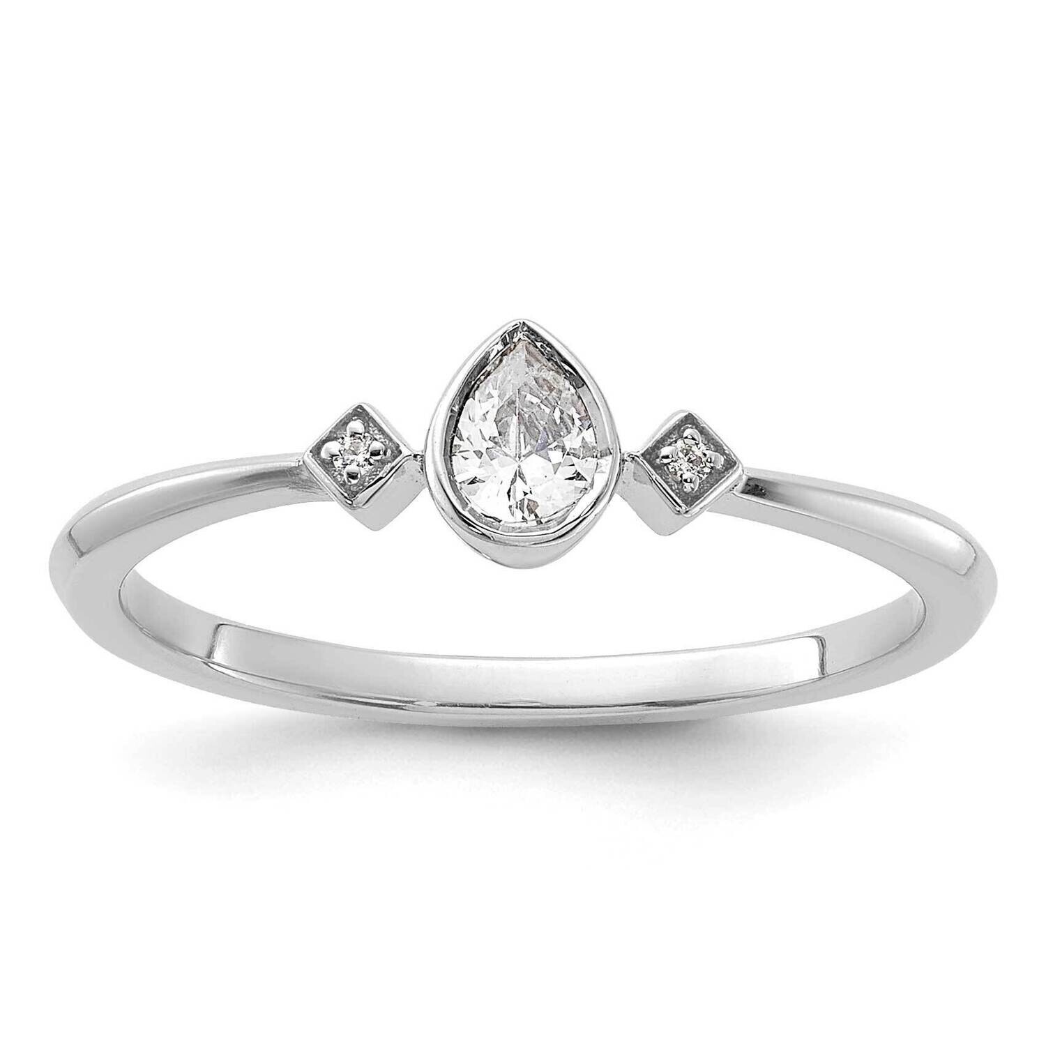 Petite 3-Stone 1/15 Carat Pear Diamond Complete Promise/Engagement Ring 14k White Gold RM7234E-011-WAA