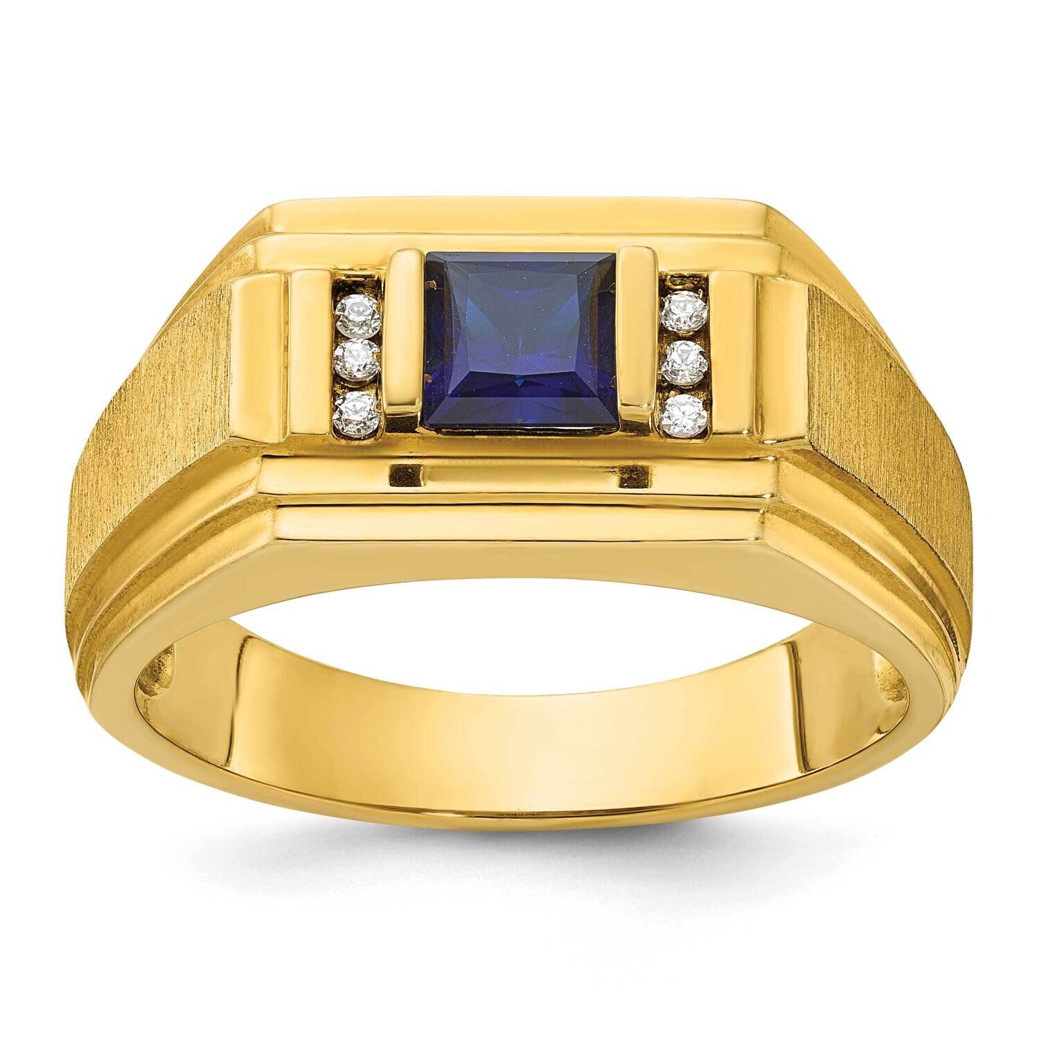 Ibgoodman Men's Cr.Sapphire Diamond Satin Complete Ring 10k Gold B57716-0YCS/A