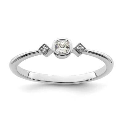 Petite 3-Stone 1/15 Carat Cushion-Cut Diamond Complete Promise/Engagement Ring 14k White Gold RM723…