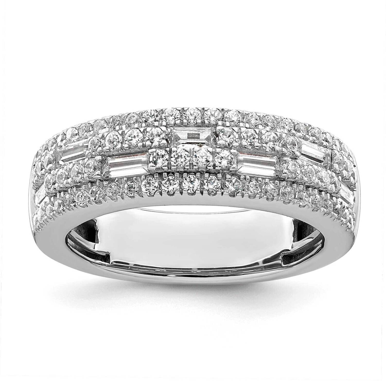 1 Carat Round/Baguette Diamond Complete Wedding Band 14k White Gold RM8645B-100-WAA, MPN: RM8645B-1…